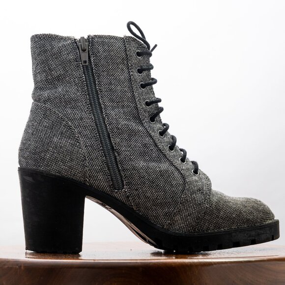 Metaphor Women's Size 7 Tinley Lace-Up High Heel Boot - Gray & Black - Picture 4 of 8